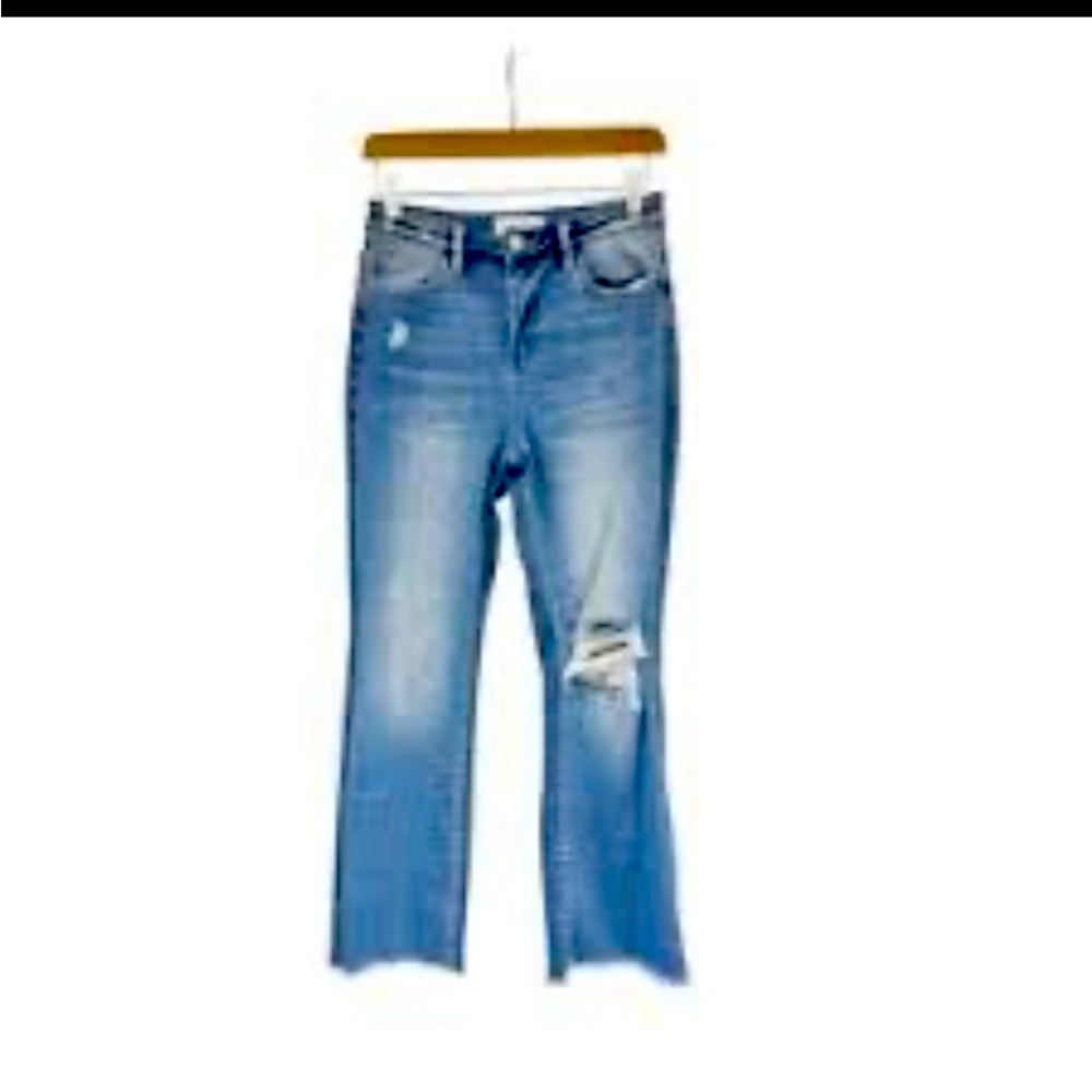 Vervet High Rise Bootcut Ankle Jeans Raw Hem Distressed Size 31